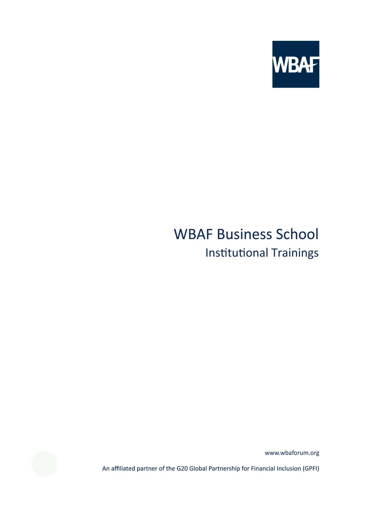 Wbaf Business School - Institutional Trainings
